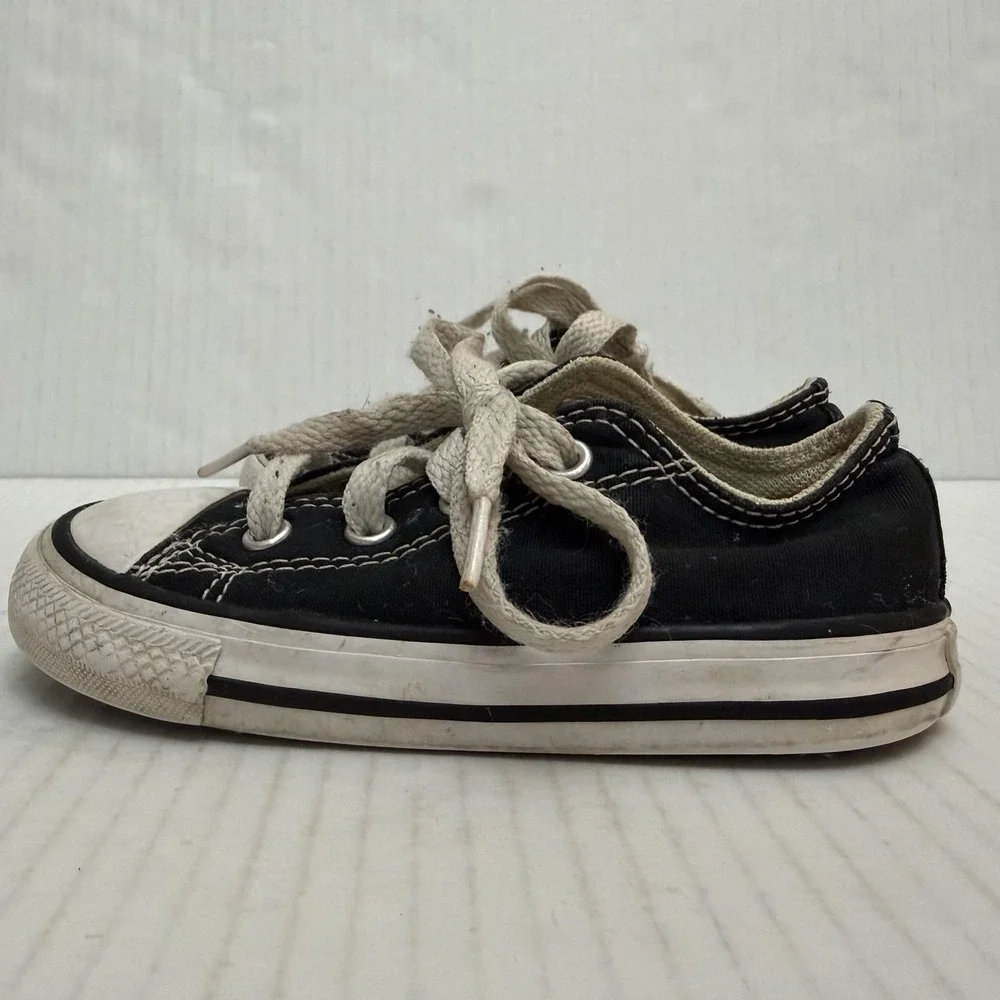 Converse All Star Shoes Boys Size 7 Black Canvas Low Top Sneakers 7J235